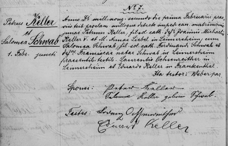 Bischöfl. Ordinariat; Kath. Pfarramt Leimersheim. Heiratsregister 1860-1928. Film-Nr. LM 1018