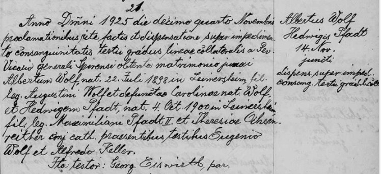 Bischöfl. Ordinariat Speyer, Kath.Pfarramt Leimersheim; Heiratsregister 1860 - 1928, Film-Nr. LM 1018
